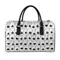 Ace Playing Cards Pattern Print Leather Duffel Bag