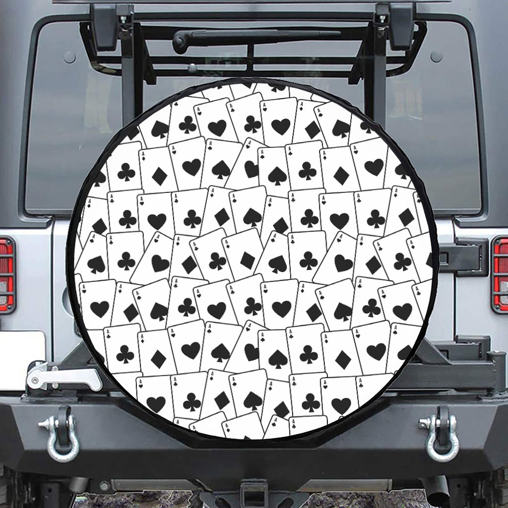 Ace Playing Cards Pattern Print Leather Spare Tire Cover
