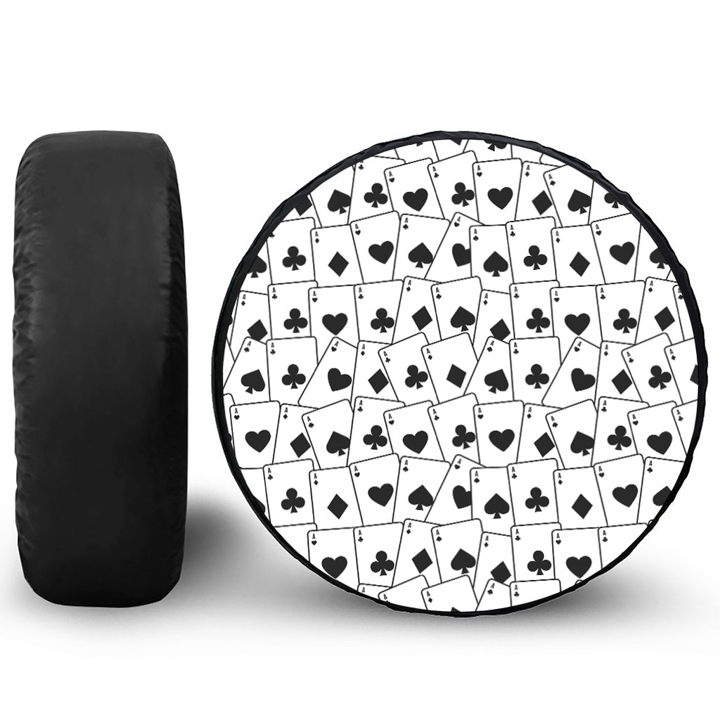 Ace Playing Cards Pattern Print Leather Spare Tire Cover