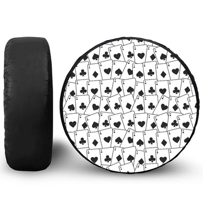 Ace Playing Cards Pattern Print Leather Spare Tire Cover
