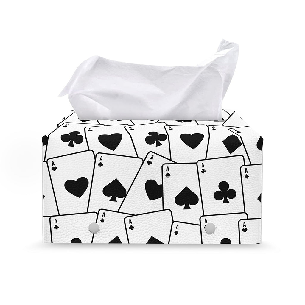 Ace Playing Cards Pattern Print Leather Tissue Box Cover