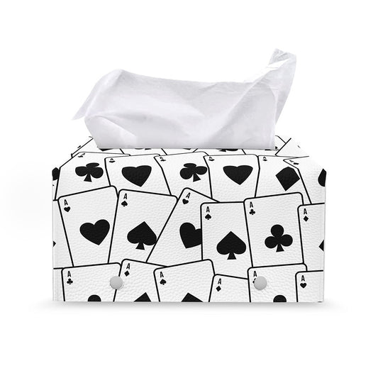 Ace Playing Cards Pattern Print Leather Tissue Box Cover