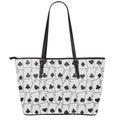 Ace Playing Cards Pattern Print Leather Tote Bag With Zipper
