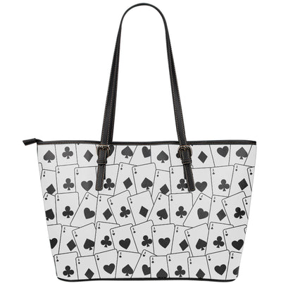 Ace Playing Cards Pattern Print Leather Tote Bag
