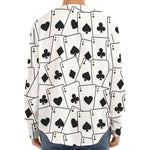 Ace Playing Cards Pattern Print Long Sleeve Baseball Jersey