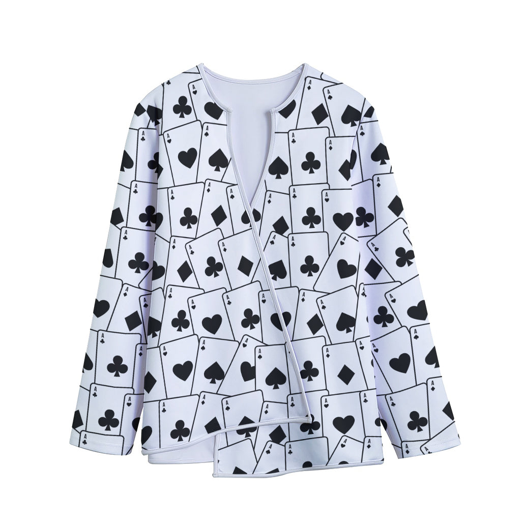 Ace Playing Cards Pattern Print Long Sleeve Short Coat
