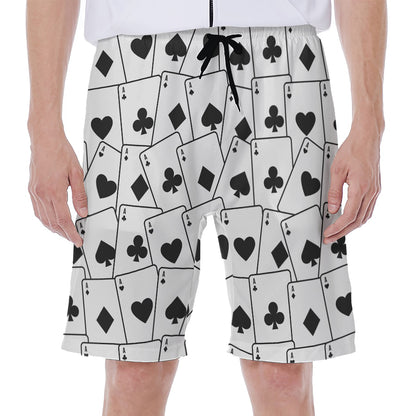 Ace Playing Cards Pattern Print Men's Beach Shorts