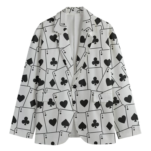 Ace Playing Cards Pattern Print Men's Blazer