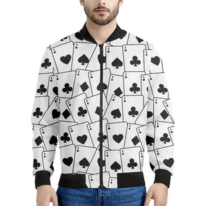 Ace Playing Cards Pattern Print Men's Bomber Jacket