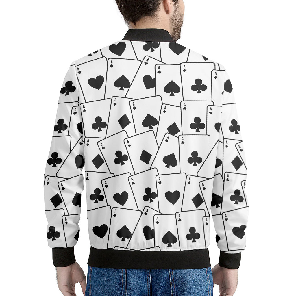 Ace Playing Cards Pattern Print Men's Bomber Jacket