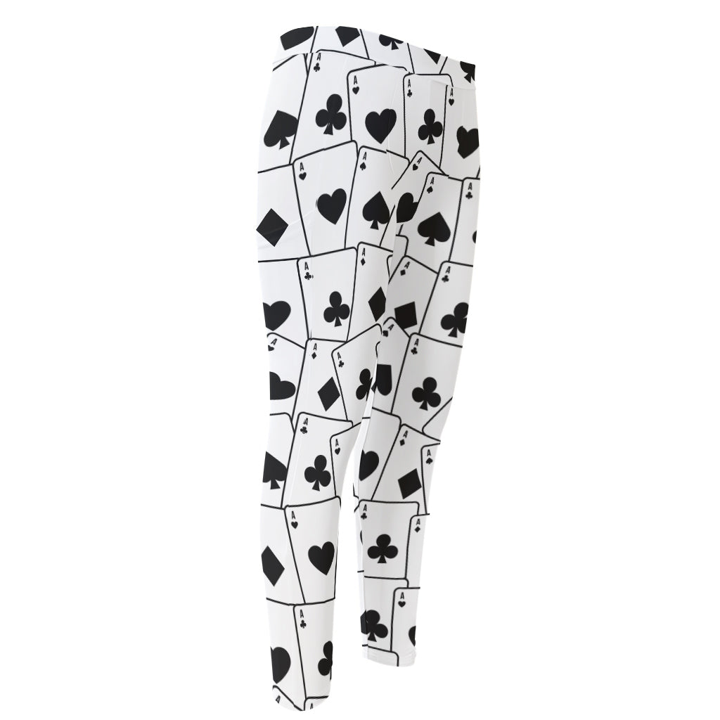 Ace Playing Cards Pattern Print Men's Compression Pants