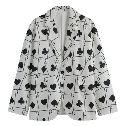 Ace Playing Cards Pattern Print Men's Cotton Blazer