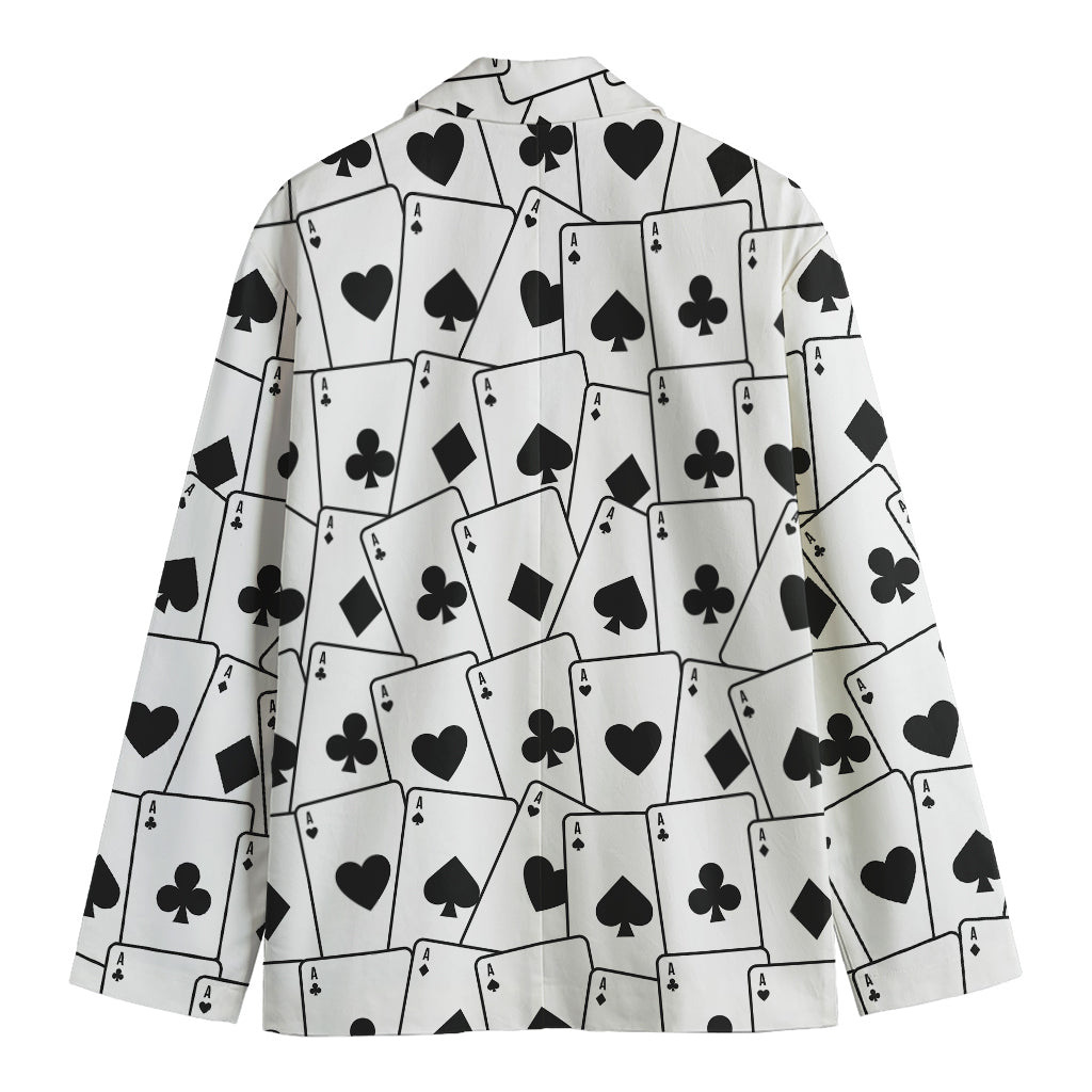 Ace Playing Cards Pattern Print Men's Cotton Blazer