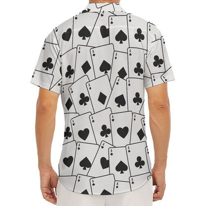 Ace Playing Cards Pattern Print Men's Deep V-Neck Shirt