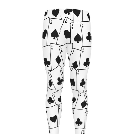 Ace Playing Cards Pattern Print Men's leggings