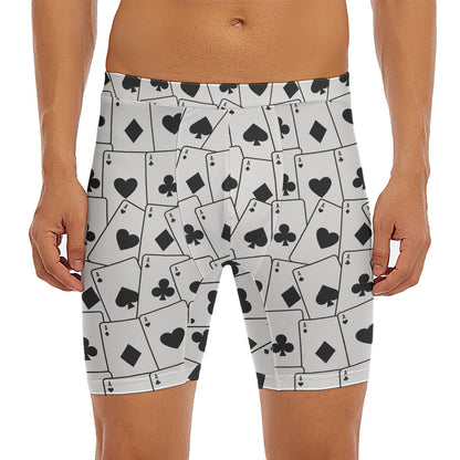 Ace Playing Cards Pattern Print Men's Long Boxer Briefs