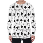 Ace Playing Cards Pattern Print Men's Long Sleeve T-Shirt