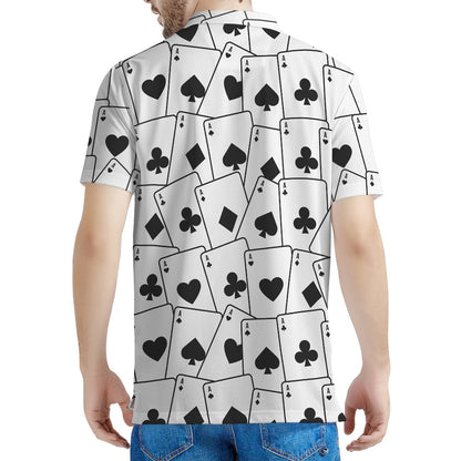 Ace Playing Cards Pattern Print Men's Polo Shirt