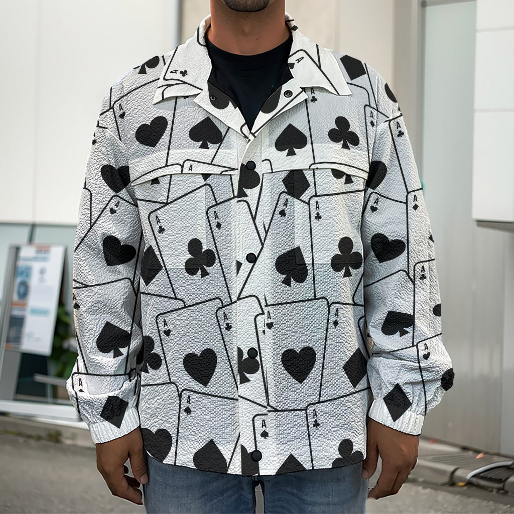 Ace Playing Cards Pattern Print Men's Shirt Jacket