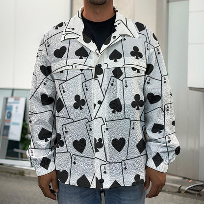 Ace Playing Cards Pattern Print Men's Shirt Jacket