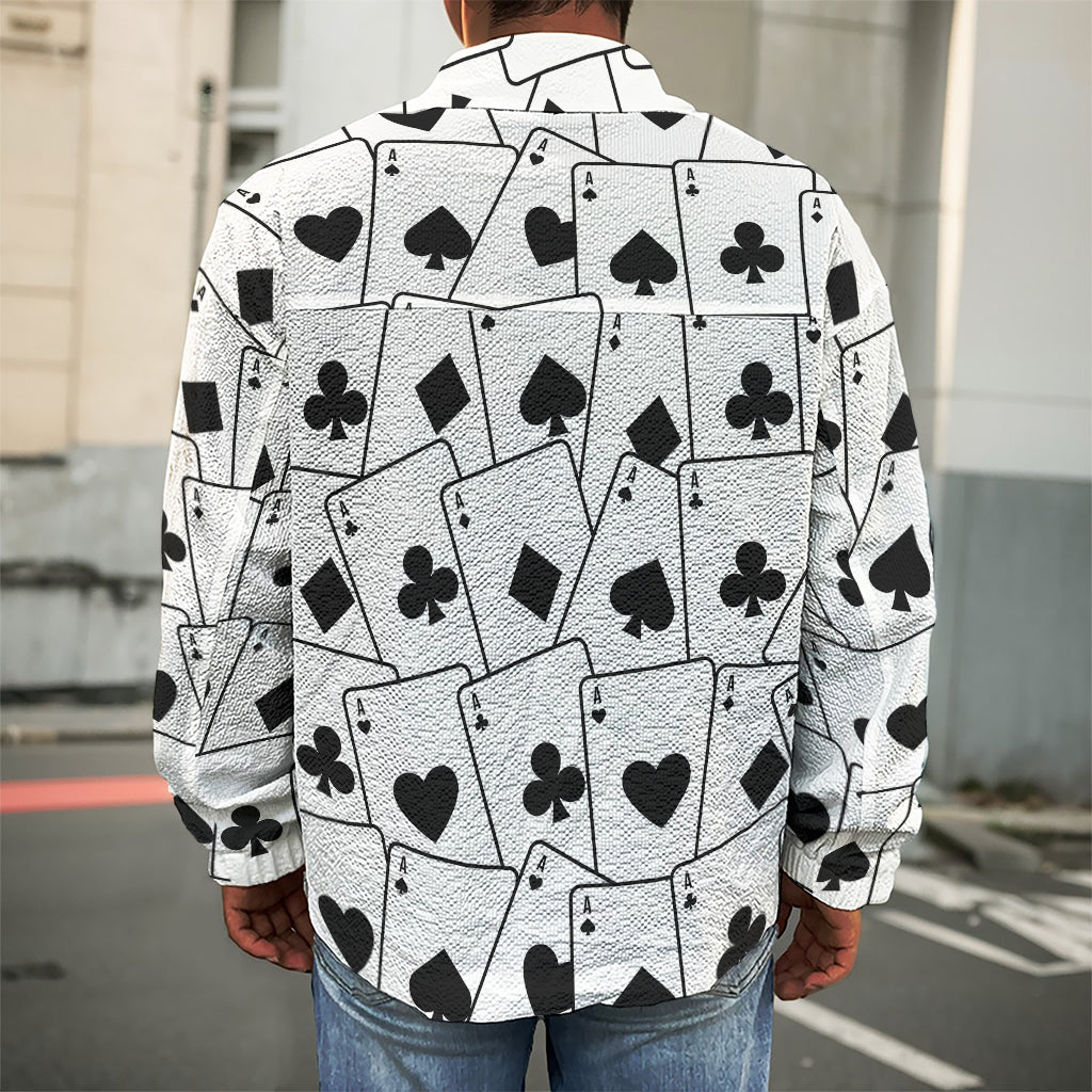 Ace Playing Cards Pattern Print Men's Shirt Jacket