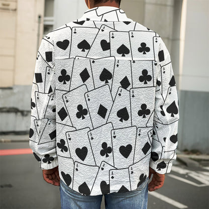 Ace Playing Cards Pattern Print Men's Shirt Jacket