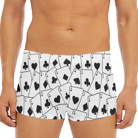 Ace Playing Cards Pattern Print Men's Short Boxer Briefs