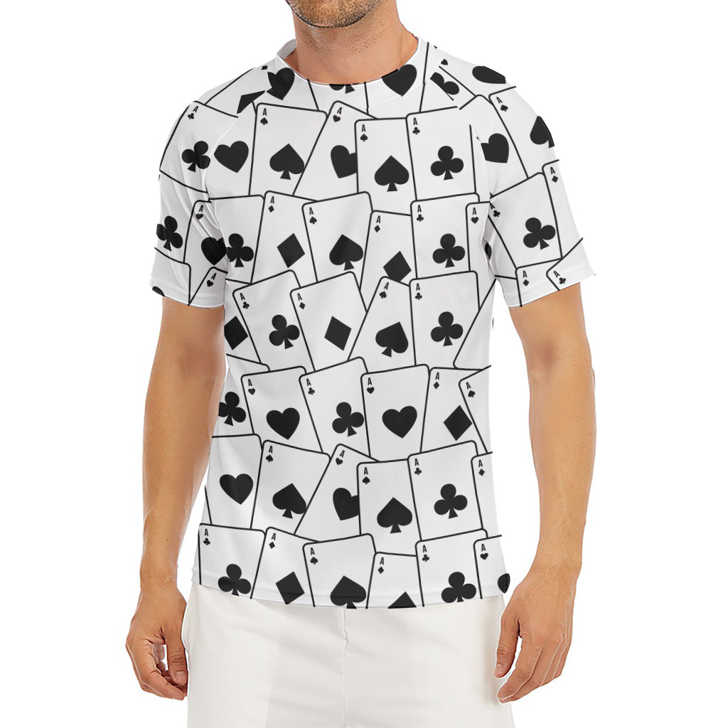 Ace Playing Cards Pattern Print Men's Short Sleeve Rash Guard