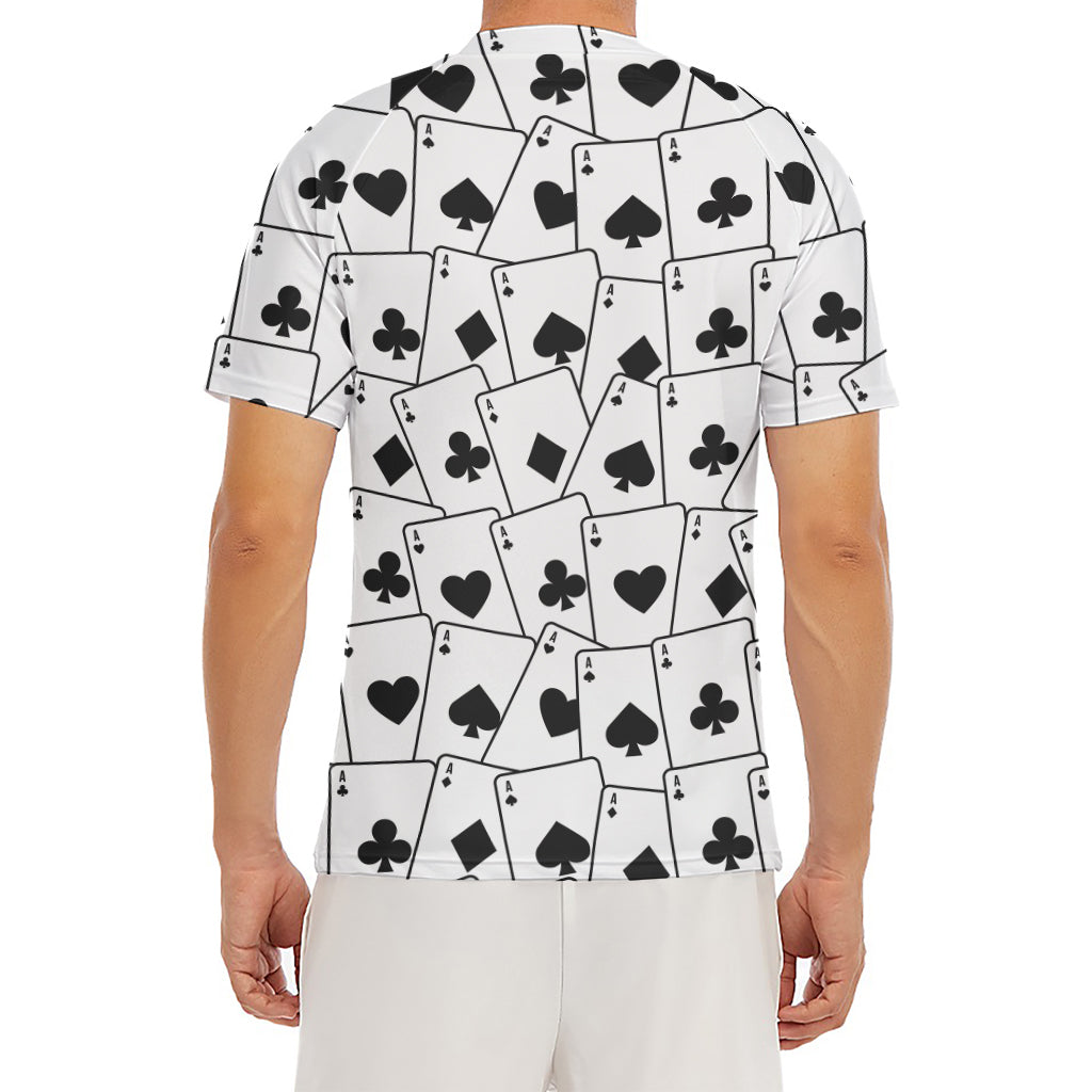 Ace Playing Cards Pattern Print Men's Short Sleeve Rash Guard