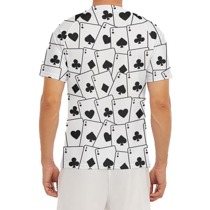 Ace Playing Cards Pattern Print Men's Short Sleeve Rash Guard