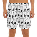 Ace Playing Cards Pattern Print Men's Split Running Shorts