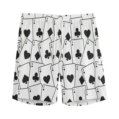Ace Playing Cards Pattern Print Men's Sports Shorts