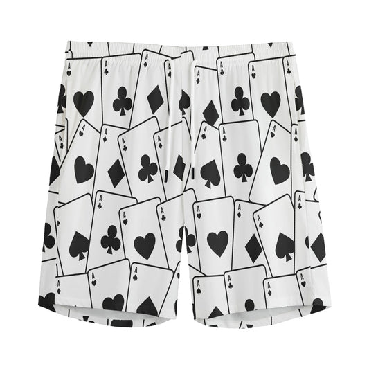 Ace Playing Cards Pattern Print Men's Sports Shorts