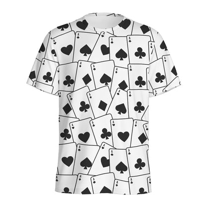 Ace Playing Cards Pattern Print Men's Sports T-Shirt