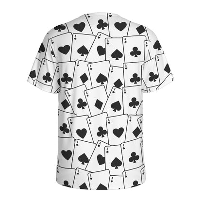 Ace Playing Cards Pattern Print Men's Sports T-Shirt