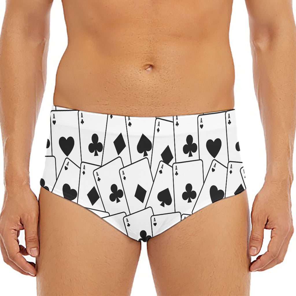 Ace Playing Cards Pattern Print Men's Triangle Swim Briefs