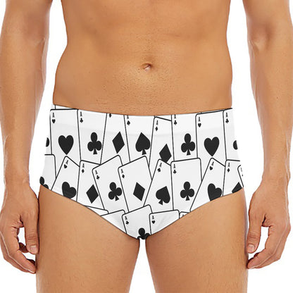 Ace Playing Cards Pattern Print Men's Triangle Swim Briefs
