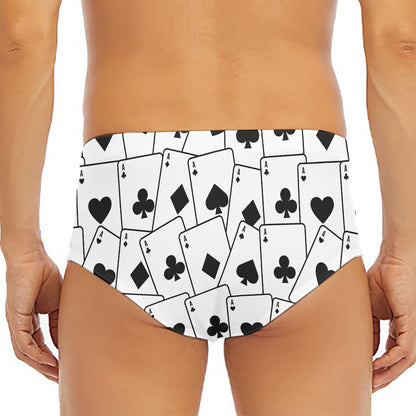 Ace Playing Cards Pattern Print Men's Triangle Swim Briefs