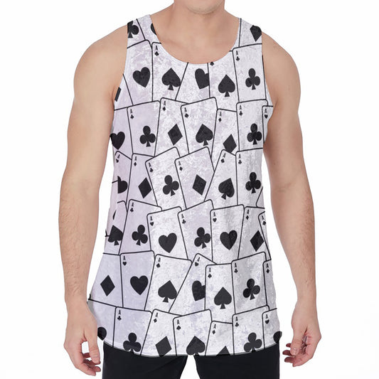 Ace Playing Cards Pattern Print Men's Velvet Tank Top