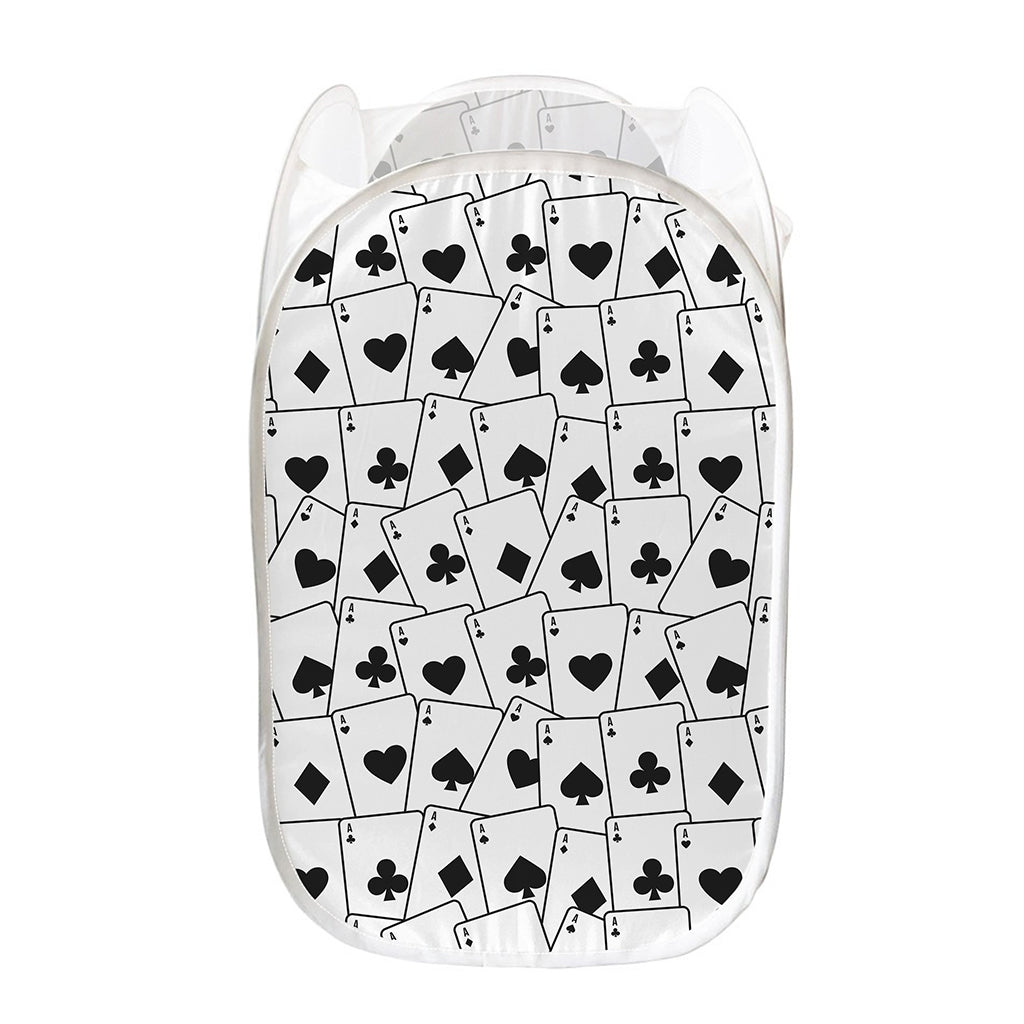 Ace Playing Cards Pattern Print Mesh Laundry Hamper