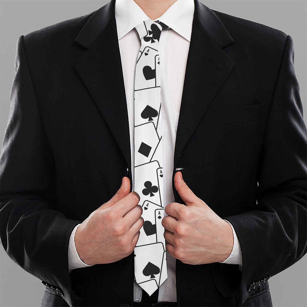 Ace Playing Cards Pattern Print Necktie