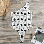 Ace Playing Cards Pattern Print One Shoulder Bodysuit