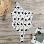 Ace Playing Cards Pattern Print One Shoulder Bodysuit