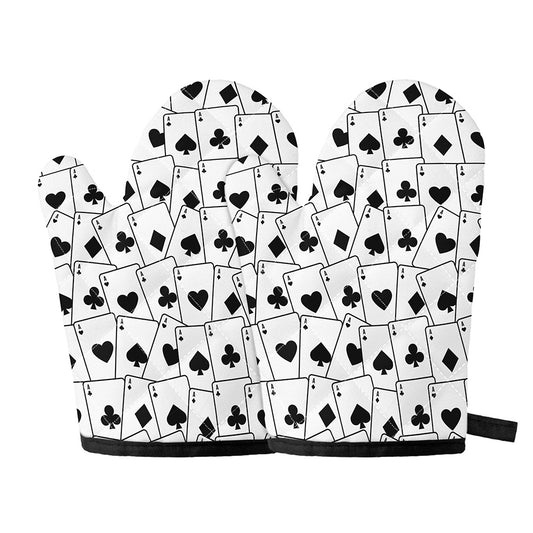 Ace Playing Cards Pattern Print Oven Mitts