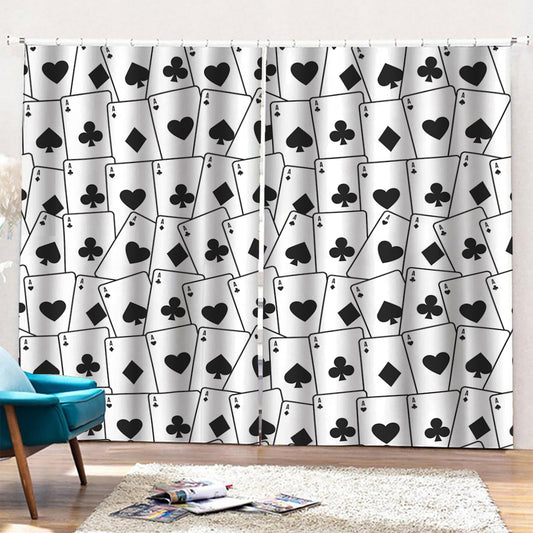 Ace Playing Cards Pattern Print Pencil Pleat Curtains