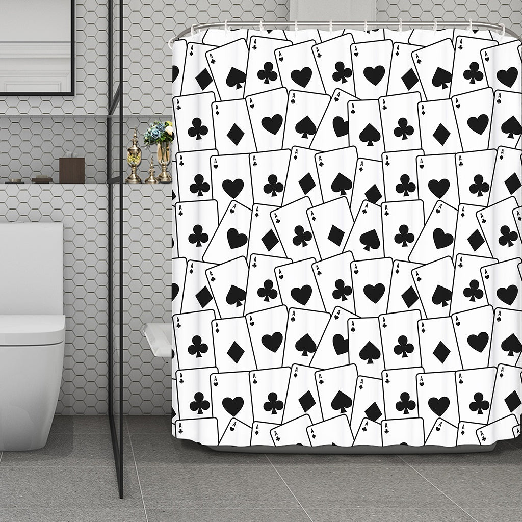 Ace Playing Cards Pattern Print Polyester Shower Curtain