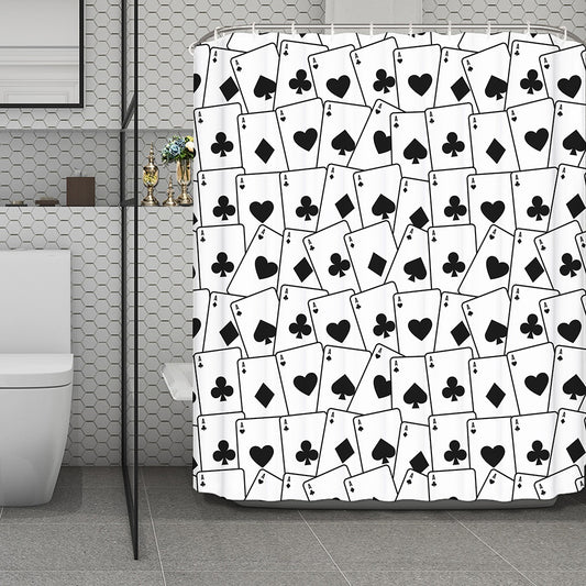 Ace Playing Cards Pattern Print Polyester Shower Curtain