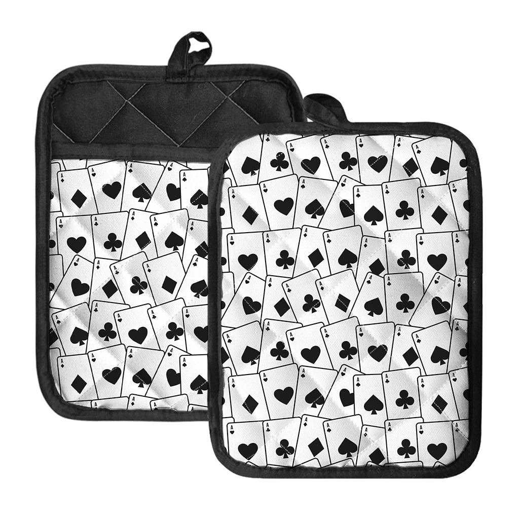 Ace Playing Cards Pattern Print Pot Holders With Pocket