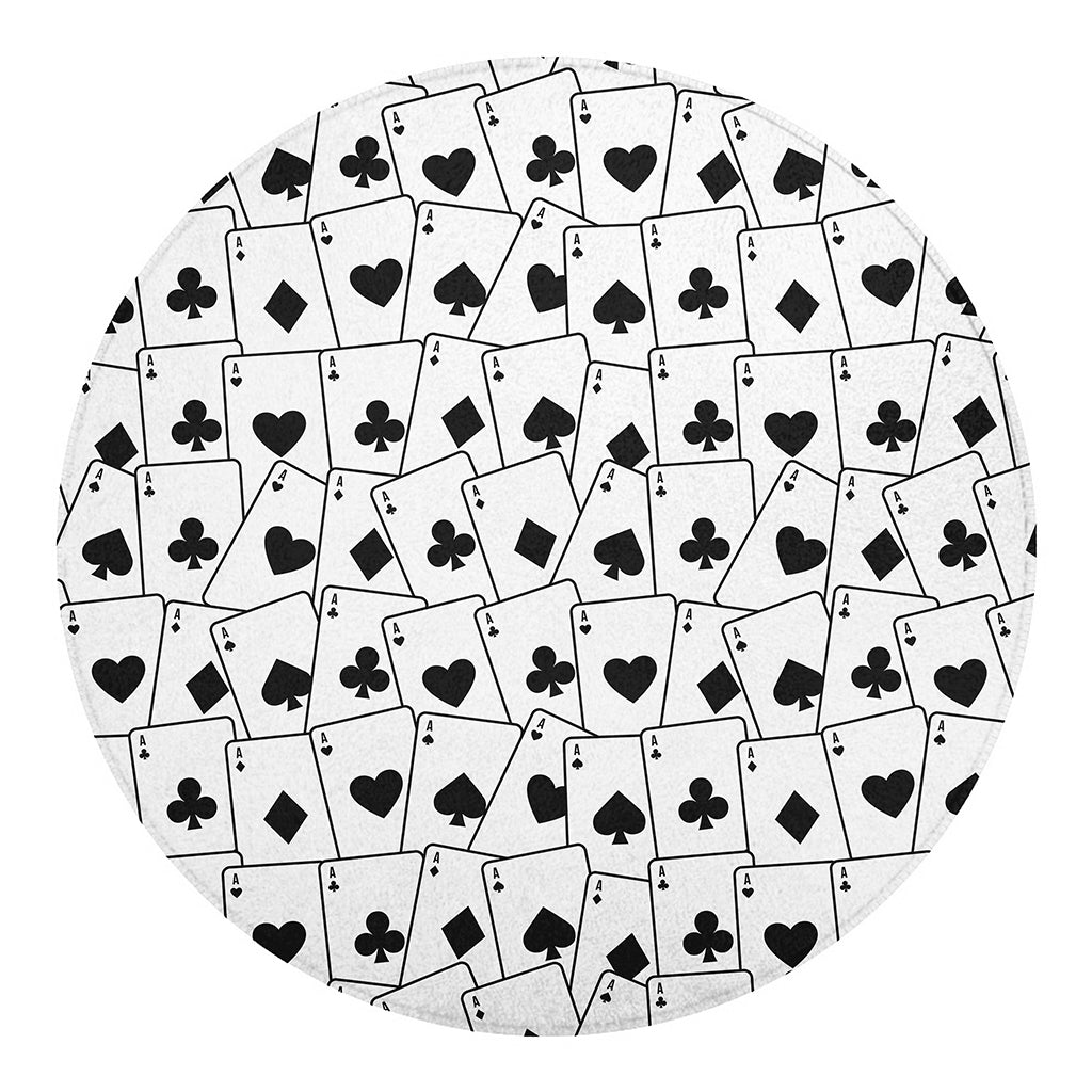 Ace Playing Cards Pattern Print Round Blanket