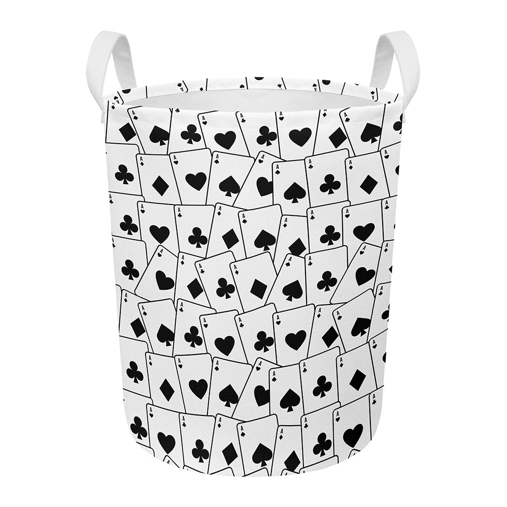 Ace Playing Cards Pattern Print Round Laundry Basket